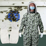 Double Zippers One Piece Bee Suit Beekeeping Protective Clothes with Gloves for Beekeeper(1 Pair XXL Gloves XXL Bee Suit )