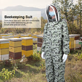 Double Zippers One Piece Bee Suit Beekeeping Protective Clothes with Gloves for Beekeeper(1 Pair XXL Gloves XXL Bee Suit )