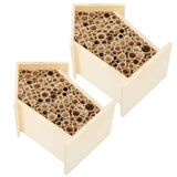 2PCS Wooden Bee House Wood Bee Room Hotel Shelter Nests Box for Garden Decoration