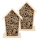 2PCS Wooden Bee House Wood Bee Room Hotel Shelter Nests Box for Garden Decoration