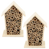 2PCS Wooden Bee House Wood Bee Room Hotel Shelter Nests Box for Garden Decoration