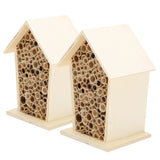 2PCS Wooden Bee House Wood Bee Room Hotel Shelter Nests Box for Garden Decoration