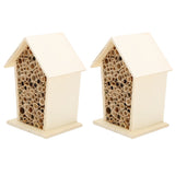 2PCS Wooden Bee House Wood Bee Room Hotel Shelter Nests Box for Garden Decoration