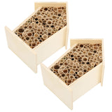 2PCS Wooden Bee House Wood Bee Room Hotel Shelter Nests Box for Garden Decoration