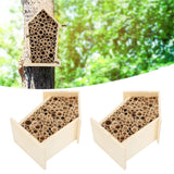 2PCS Wooden Bee House Wood Bee Room Hotel Shelter Nests Box for Garden Decoration