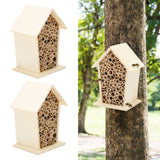 2PCS Wooden Bee House Wood Bee Room Hotel Shelter Nests Box for Garden Decoration