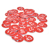 50PCS/Bag Beehive Label Beekeeping Box Numbered Tag with Hole Classification Sign for Beekeeping Red 1‑50 Number