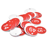 50PCS/Bag Beehive Label Beekeeping Box Numbered Tag with Hole Classification Sign for Beekeeping Red 1‑50 Number