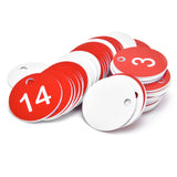 50PCS/Bag Beehive Label Beekeeping Box Numbered Tag with Hole Classification Sign for Beekeeping Red 1‑50 Number