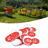 50PCS/Bag Beehive Label Beekeeping Box Numbered Tag with Hole Classification Sign for Beekeeping Red 1‑50 Number