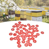 50PCS/Bag Beehive Label Beekeeping Box Numbered Tag with Hole Classification Sign for Beekeeping Red 1‑50 Number