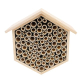 Hexagonal Bee House Wooden Bee Box Home Hotel Attract Peaceful Bee Pollinators Enhance Garden Productivity