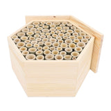 Hexagonal Bee House Wooden Bee Box Home Hotel Attract Peaceful Bee Pollinators Enhance Garden Productivity