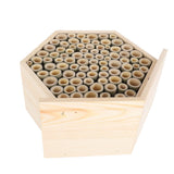 Hexagonal Bee House Wooden Bee Box Home Hotel Attract Peaceful Bee Pollinators Enhance Garden Productivity