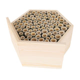Hexagonal Bee House Wooden Bee Box Home Hotel Attract Peaceful Bee Pollinators Enhance Garden Productivity