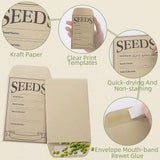 200PCS Seed Packets Envelopes: Self Sealing Kraft Small Seed Envelopes for Seed Storage Resealable Seed Saving Envelopes