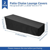 Patio Chaise Lounge Cover, 210D Heavy Duty Lounge Chair Covers, 81" x 31" x 29" Upgraded Pool Furniture Cover, UV Resistant and Tear Resistant for Outdoor Furniture