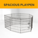 4Paws 8 Panel Playpen Puppy Exercise Fence Cage Enclosure Pets Black All Sizes - 30" - Black