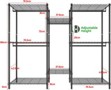 CARLA HOME Heavy Duty Clothing Garment Rack Organizer with Hanging Rods & Storage Shelves for Clothes, Shoes & Wardrobe