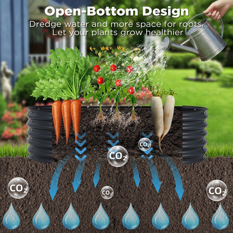 Oval Raised Garden Bed 160x80x42cm Galvanised Steel Planter