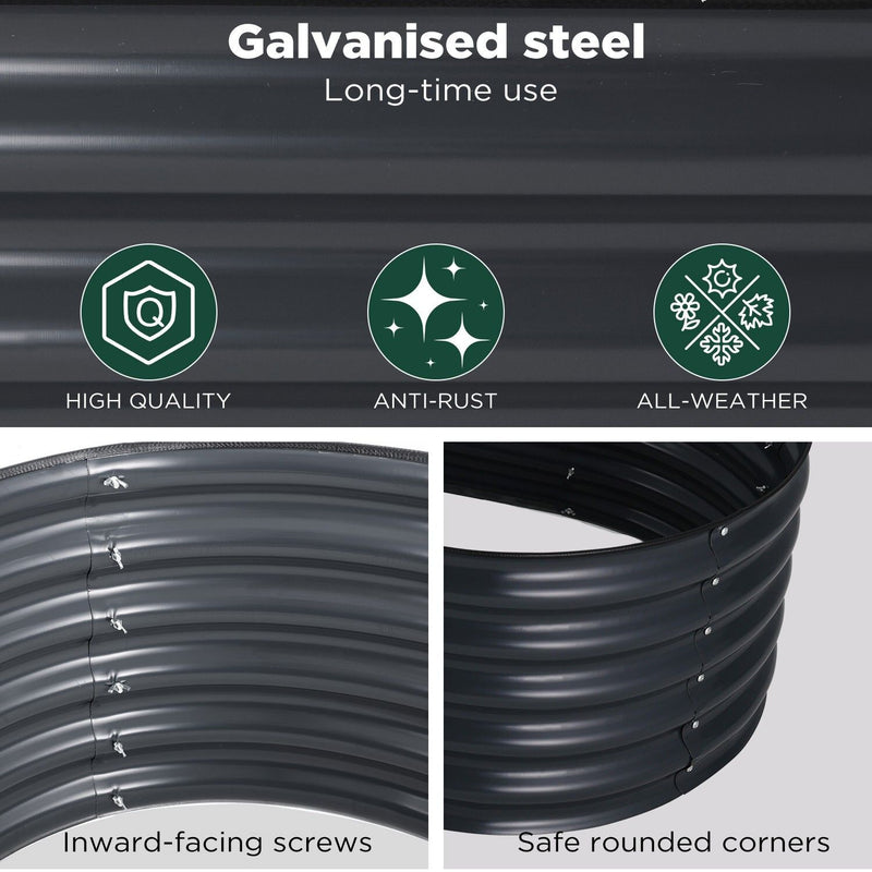 Oval Raised Garden Bed 160x80x42cm Galvanised Steel Planter