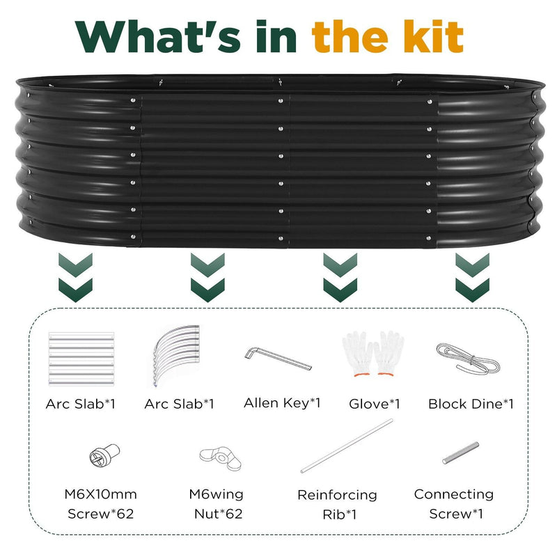 Oval Raised Garden Bed 160x80x42cm Galvanised Steel Planter