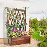 Elevated Wooden Planter Box L-64x36.5x115cm with Trellis