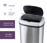 50L Stainless Steel Motion Sensor Rubbish Bin