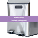 Stainless Steel Dual Compartment (30L each Section) Pedal Operation Rubbish Bin