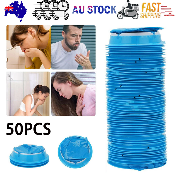 50 Sick Bags Vomit Bags Emesis Calibrated 1 Litre Infection Control Secure Tie