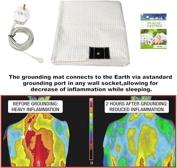 Bed Earthing Sheet Grounding Sheet Mat Large Bed Sheet Flat Sheet W/AU Plug 153x203cm