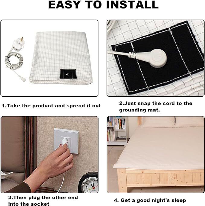Bed Earthing Sheet Grounding Sheet Mat Large Bed Sheet Flat Sheet W/AU Plug 153x203cm