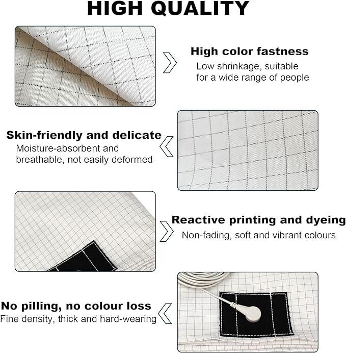 Bed Earthing Sheet Grounding Sheet Mat Large Bed Sheet Flat Sheet W/AU Plug193x203cm
