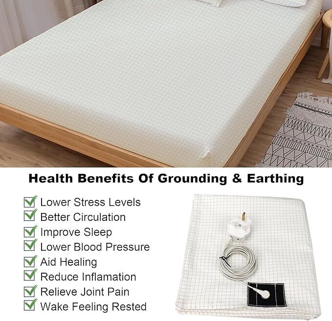 Bed Earthing Sheet Grounding Sheet Mat Large Bed Sheet Flat Sheet W/AU Plug193x203cm