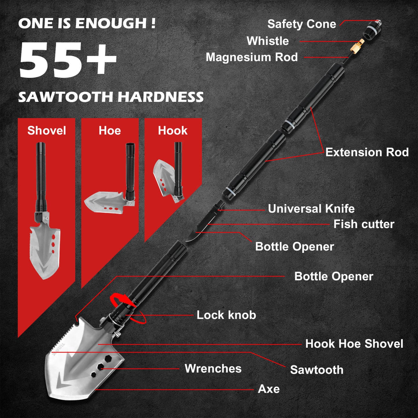 X-BULL Folding Shovel Outdoor Camping Survival Tools Multifunction Military