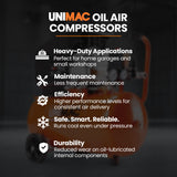 UNIMAC 24L 2.0HP Air Compressor, Direct Drive, 2 Couplers for Airtools Tyre Inflation, Portable, Electric