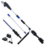 POWERBLADE 20V Cordless Pole Saw & Hedge Trimmer Combo, 8" Chainsaw Pruner & 20" Hedger, Telescopic Handle, Battery and Fast Charger Kit