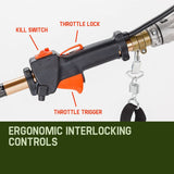 BAUMR-AG 65cc 7in1 Long Reach Garden Multi-tool, Pole Saw, Hedge & Line Trimmer, Brush Cutter, 12" Tree Trimming Pruning Chainsaw Bar, 2 Extension Shafts