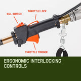 BAUMR-AG 65cc 9in1 Long Reach Garden Multi-tool, Pole Saw, Hedge & Line Trimmer, Brush Cutter, 12" Tree Trimming Pruning Chainsaw Bar, 2 Extension Shafts