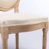 AADEN 8x Linen Dining Chairs with Solid Wood Legs- Beige