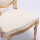 AADEN 8x Linen Dining Chairs with Solid Wood Legs- Beige