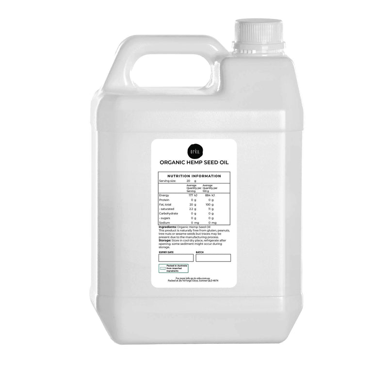 Orku 5L Organic Hemp Seed Oil - Cold Pressed Food Grade Oils