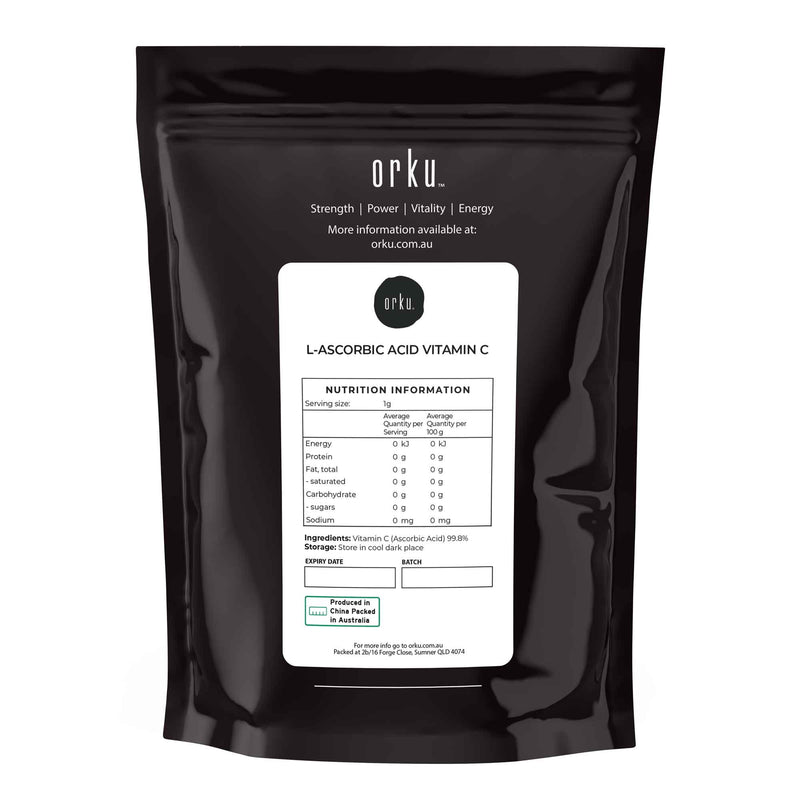 Orku 100g Vitamin C Powder Pure L-Ascorbic Acid - USP Grade Non-GMO