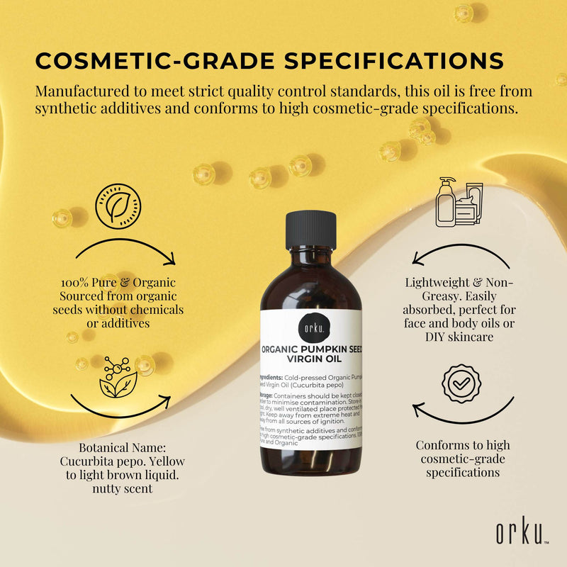 Orku 100ml Organic Pumpkin Seed Oil – Virgin Cold Pressed Unrefined Cosmetic Gr.