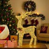 Christabelle Light Up Christmas Reindeer Display Indoor & Outdoor Decoration Warm White LED Lights Gold Bow Wire Frame
