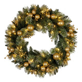 Christabelle 61cm Christmas Wreath Battery-operated Warm White Light Gold Bauble