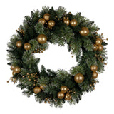 Christabelle 61cm Christmas Wreath Battery-operated Warm White Light Gold Bauble