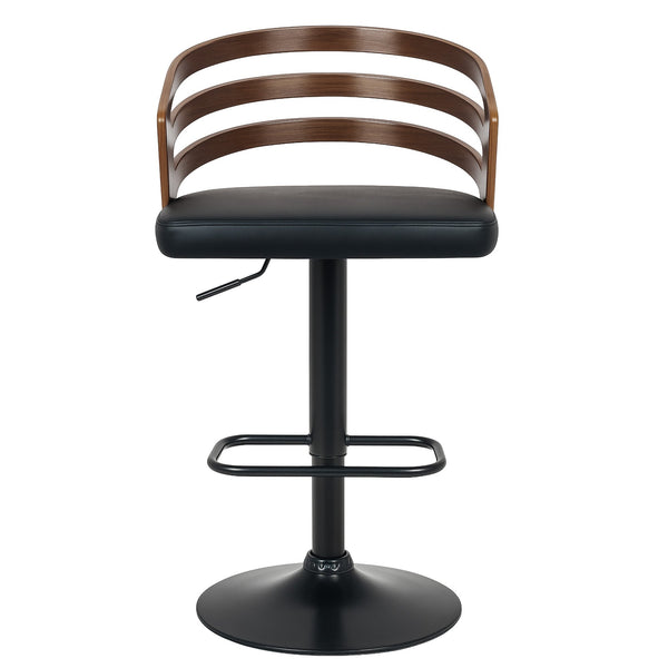 Sarantino Bentwood Walnut Barstool Leather Seat And Metal Base