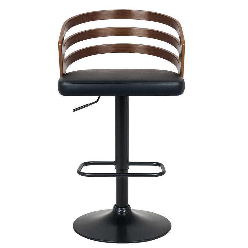 Sarantino Bentwood Walnut Barstool Leather Seat And Metal Base