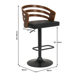 Sarantino Bentwood Walnut Barstool Leather Seat And Metal Base